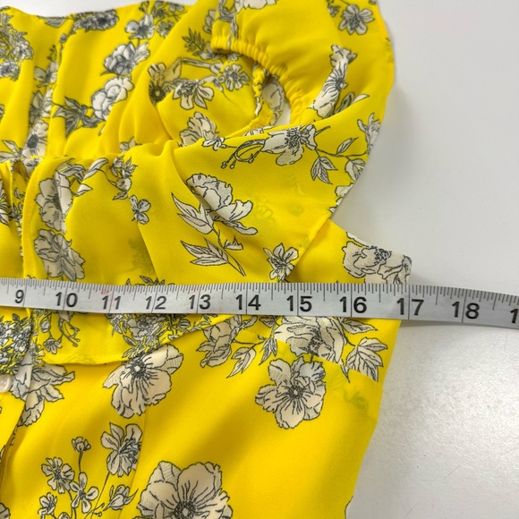 Gianni Bini Maxi Dress Womens Sz S Button Down Off Shoulder Yellow Floral Spring - Picture 8 of 10